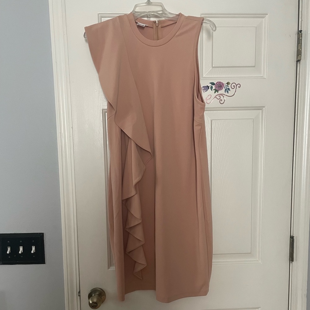 Venus Tan/Nude Ruffled Sheath Dress Size XL NWOT